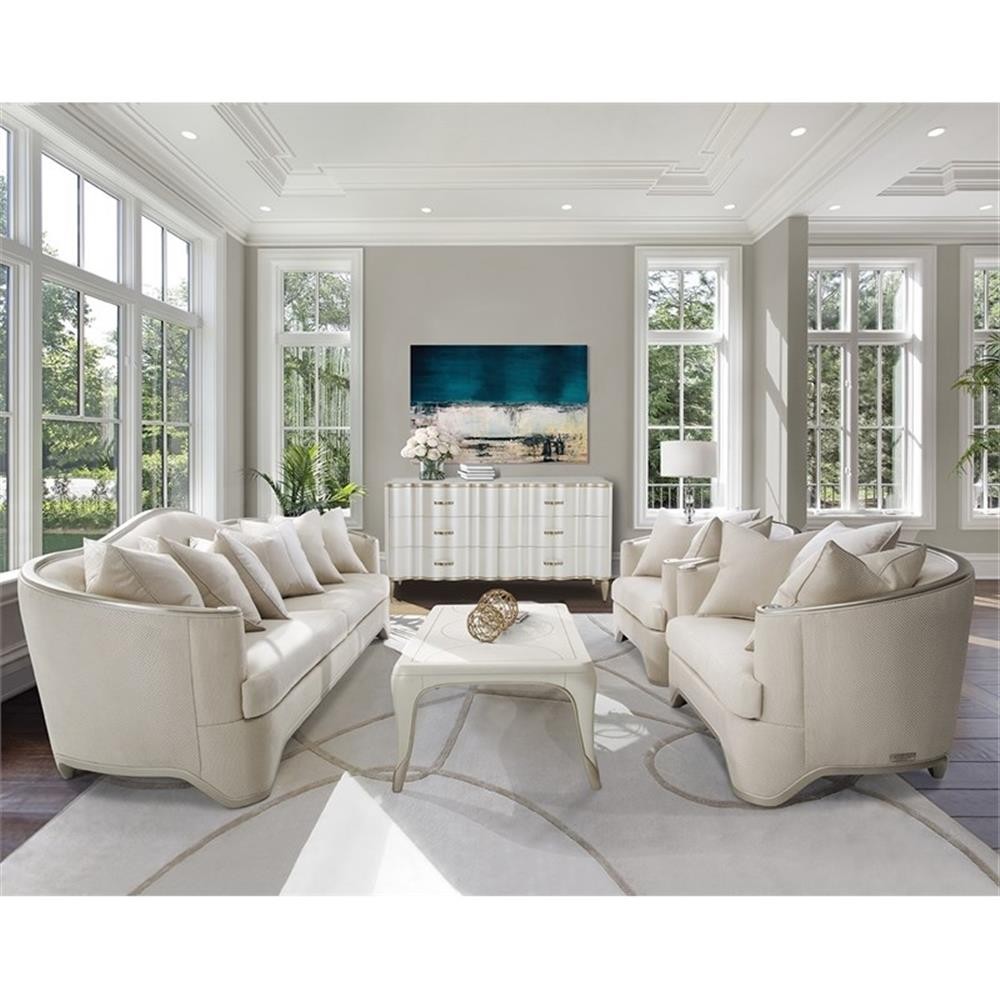 Pemberly Row Contemporary Chair and a Half - Champagne/Platinum