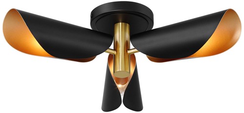 Possini Euro Finn 18" Wide 3-Light Black Gold Modern Ceiling Light - Picture 6 of 9