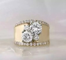 2.50 Ct Round Lab Created Diamond 14k Yellow Gold Plated Cluster Wedding Ring