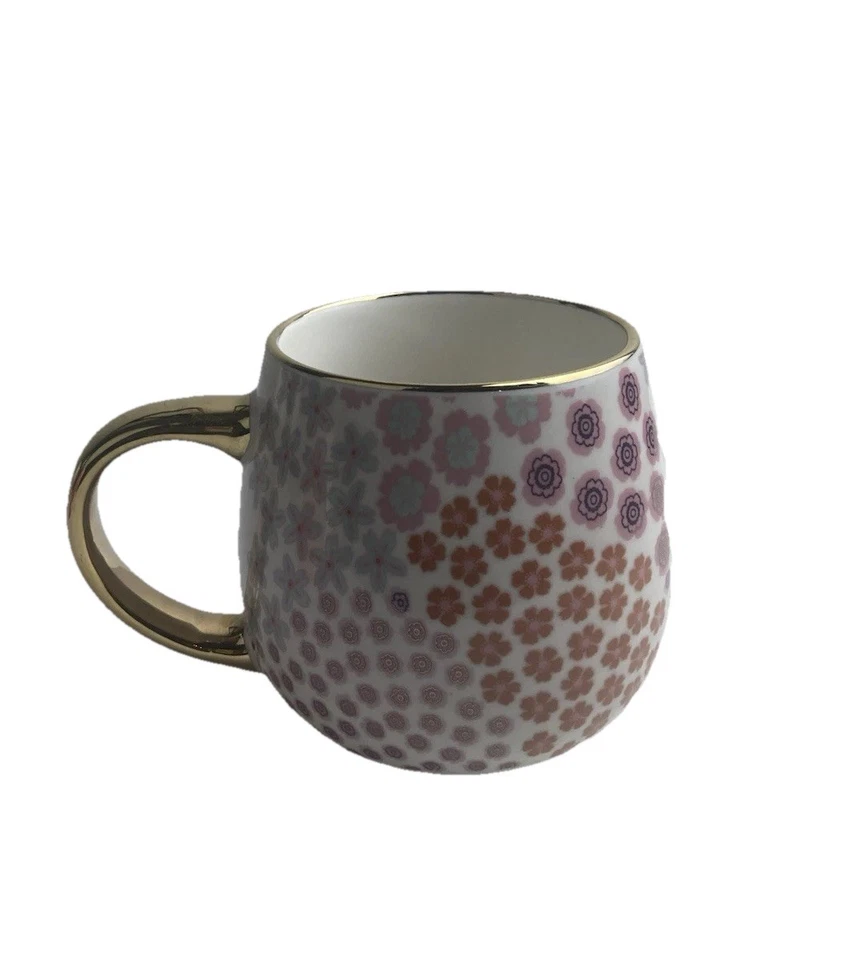 Taza de tomillo y gres de mesa con mango dorado recortada 16 oz floral - beige Foto 3 de 4