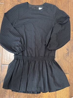 WAVERLY GREY Embroidered Black Drop Waist Ruffle Selena Mini Dress - Small  | eBay