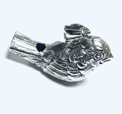 Sterling Silber 3D Sittich Papagei Liebe Paradiesvogel Pfeife Anhänger Charm