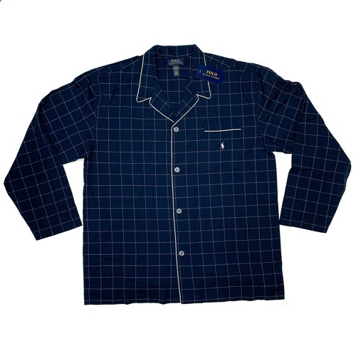 Navy Blue Block Sleep Shirt Pajama Top 