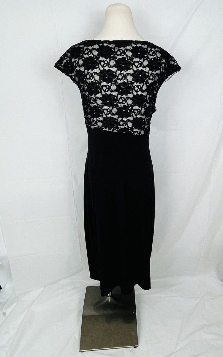 Dressbarn Collection Black Lace Dress 14 Sheath Lightweight Stretch Faux Wrap | eBay Dressbarn Collection Black Lace Dress 14 Sheath Lightweight Stretch Faux Wrap | eBay