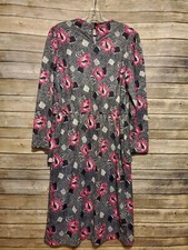 Vintage Blair Black  Pink Floral Pleated Dress Size 14 