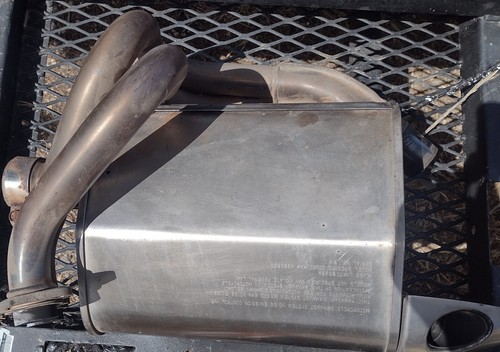 2009 Kawasaki Versys KLE650 Complete OEM Exhaust System Stock Muffler Header - Picture 2 of 7