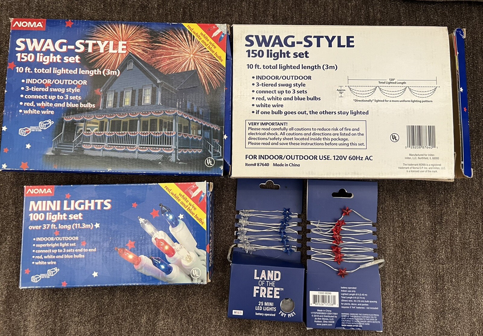 4th of July Lights (Swags/String & LED) Red, White & Blue - Brand New ...