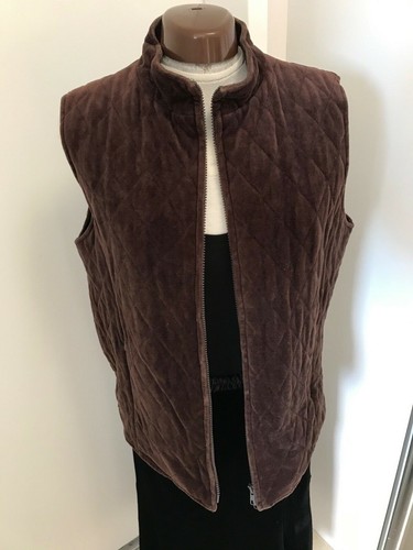 RESORT REPORT COCOA VELOUR SUEDE QUILTED ZIP FRONT VEST Sz L - Picture 6 of 12