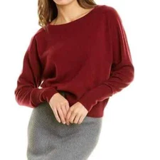 $355 NWT Theory Relaxed Boat Neck Cashmere Cherry Sweater sz S; L