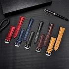 Red Black Yellow Blue Beige Ostrich Leather Watch Strap 18mm 20mm 22mm