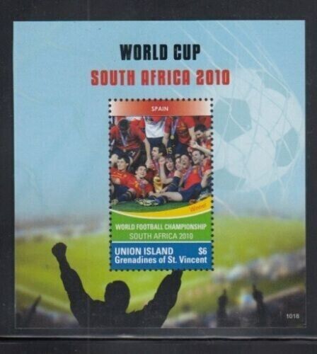 Union Island 2010 - World cup - Spain - Souvenir Stamp Sheet - MNH - Picture 1 of 1