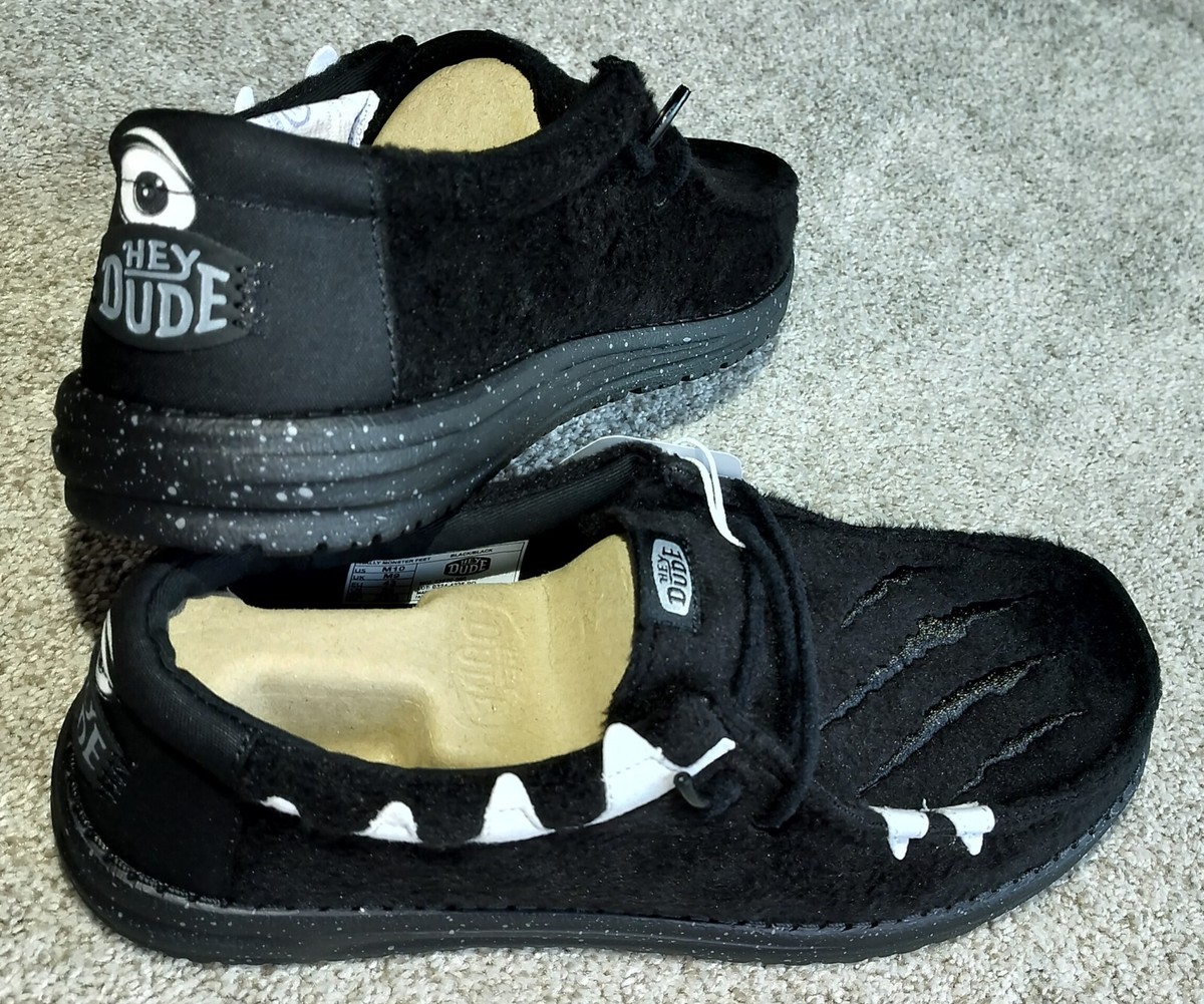 Hey Dude Men Size 10 Wally Monster Feet Fuzzy Spooky Szn Eyes Slip