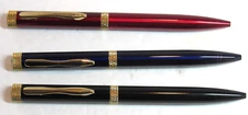 SET OF 3 Terzetti Diamond Top BRASS Metal Ballpoint pens-GIFT POUCH