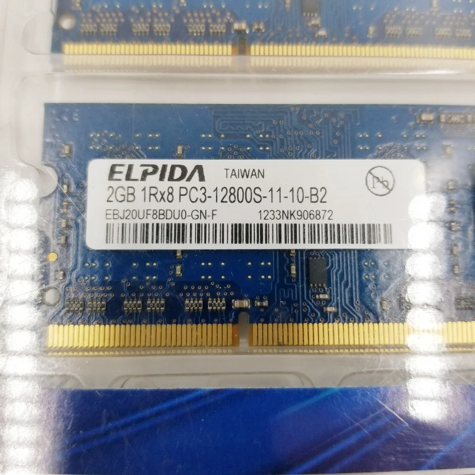 Elpida 4 GB (2 x 2GB) 1Rx8 PC3-12800S-11-10-B2 DDR3 Mac Laptop Memory - Image 3 of 4