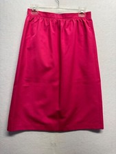 Vintage Hot Pink A-Line Midi Skirt With Side Pockets Back Zipper Closure Womens