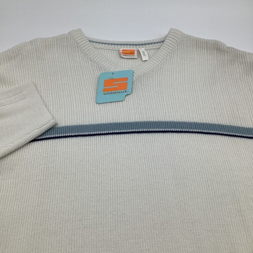 Sideout Mens Long Sleeve V Neck Sweater White Size Large NWT