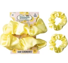 The Vintage Cosmetic Company 2 Piece Satin Hair Scrunchies in Yellow,NEW