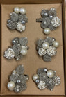 Rachel Zoe Beaded Napkin RingS (6) PEARLS SILVER NIB