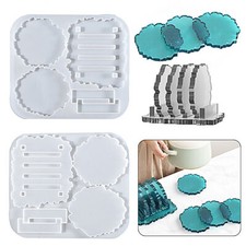 Coaster Stand Epoxy Resin Mold Set Cup Mat Holder Silicone Mould DIY Crafts JQ