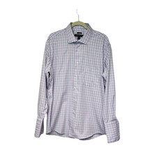 PRONTO UOMO Lavender/Purple Plaid Button Down Shirt Size 17.5 34/35