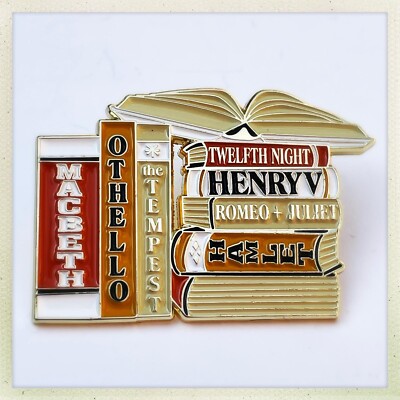 William Shakespeare Pin Badge Book Collection Hamlet Macbeth Othello Tempest New