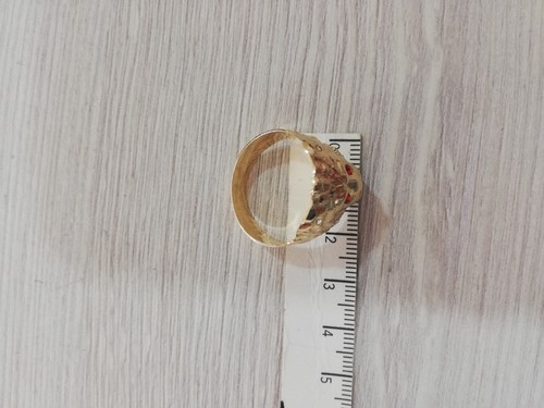 Anello uomo testa leone in oro giallo 750 18 kt con zirconi bianchi e rossi new - Foto 9 di 12
