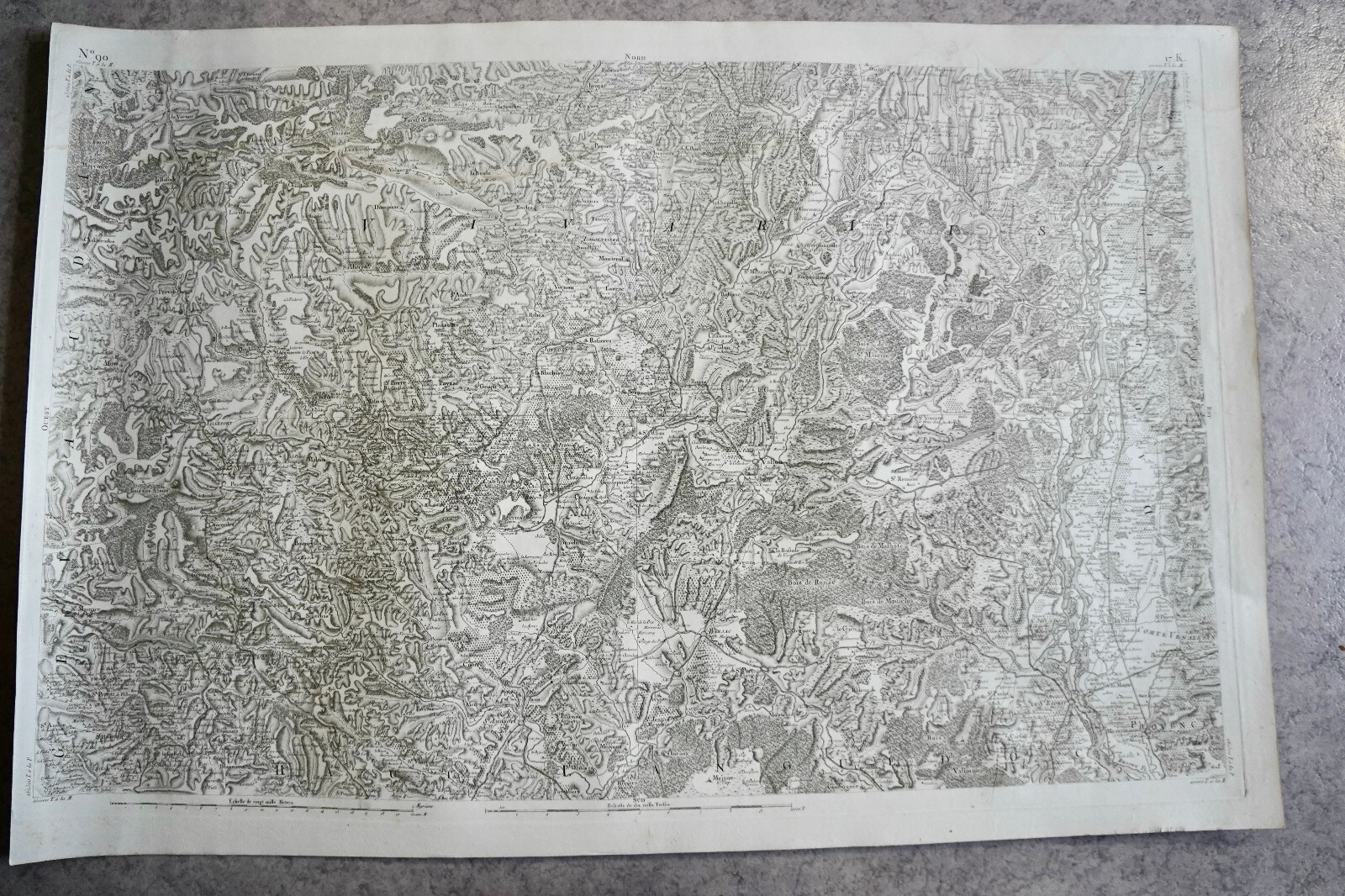 CASSINI CARTE IN PLANO 630mm X 950 mm, 1808, LARGENTIERE, n 90, 17 K,