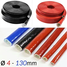 Black/Red Silicone / Fibreglass Fire Sleeving Protective Heat Shield Sleeve