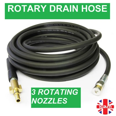 6m DRAIN CLEANING HOSE with ROTARY NOZZLE for MAC ALLISTER Pressure Jet Washer