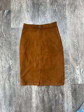 Vera Pelle Vintage Tanned Geniune Leather A Line Mini Skirt Size 42 / 6
