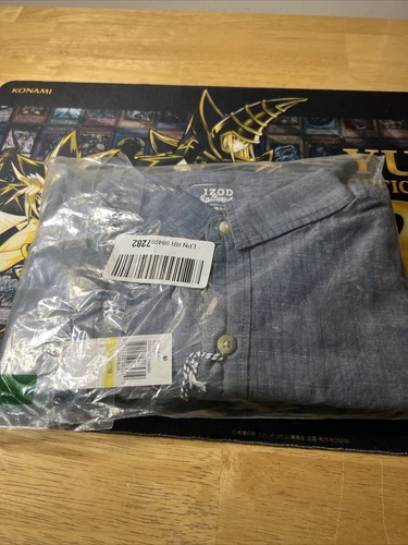 Izod Saltwater Button Shirt Mens Medium Dockside Chambray Club Blue Roll Tab NWT