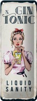 Blechschild Alkohol Gin & Tonic Liquid Sanity 10X27 Cm Deko Schild Tin Sign
