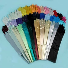 Long Satin Stretch  Elbow Length 19" Gloves Prom Bridal Wedding Costume - G107