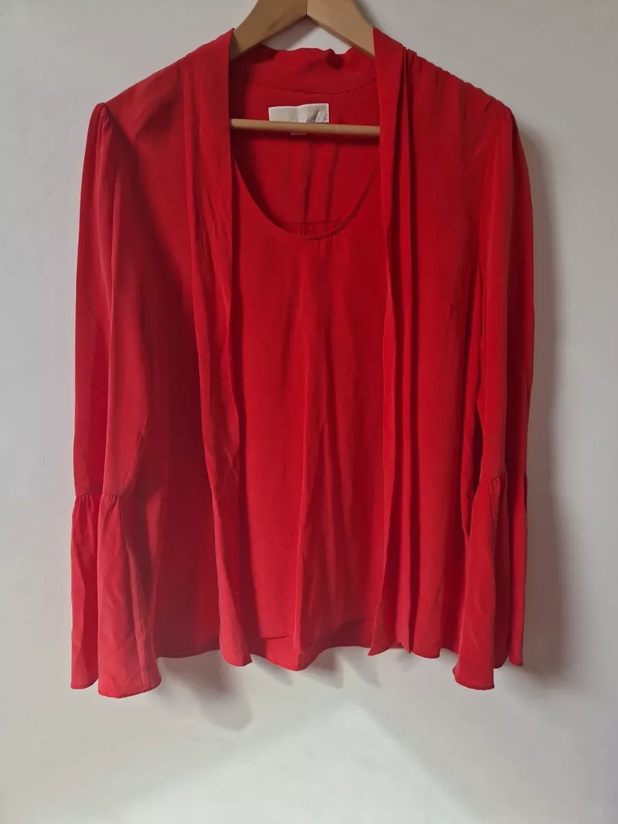 Michael Kors Silk Red Relaxed Fit Blouse Floaty Top Size M