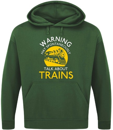 PUEDE HABLAR ESPONTÁNEAMENTE DE TRENES SUDADERA CON CAPUCHA Estaciones de metro de ferrocarril Regalo ferroviario - Imagen 15 de 17