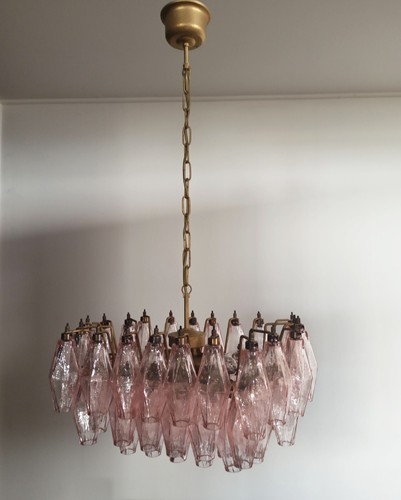 Elegant Murano Poliedri Chandelier - Carlo Scarpa - pink glasses - Foto 17 di 21