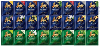 Richard Royal Black & green Tea 50 Tea Bags Sampler Set Made in Russia