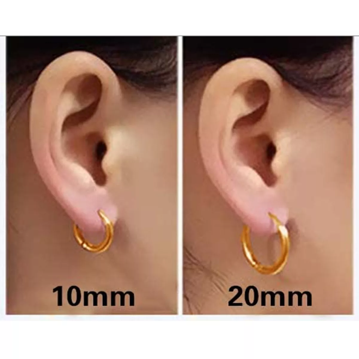 20mm 14k Yellow Gold Plt Men Women Surgical Steel Sleeper Huggie Hoop Earrings
