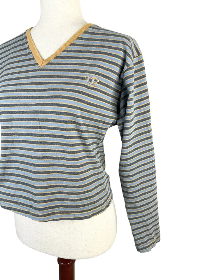 Camisa Camiseta Vintage Y2k Años 90 UnionBay Rayas Manga Larga Corta Grande Mujer Grunge Foto 2 de 4