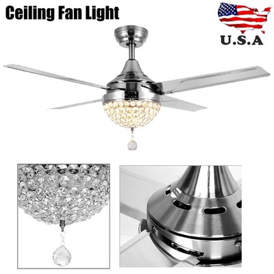Ceiling Fan Light 4 Blades Crystal Ceiling Fan Led Light Remote