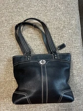 Coach VINTAGE Hamilton Black Pebbled Leather Shoulder Tote Bag 13959 Purse