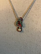 Chain Necklace Rhinestone Necklace Snowman Necklace Crystal Necklace