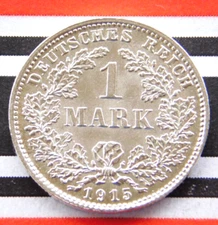 GERMAN 1 MARK 1915 D 90% Silver Reich EMPIRE WW1 NICE Old History Uncirculated