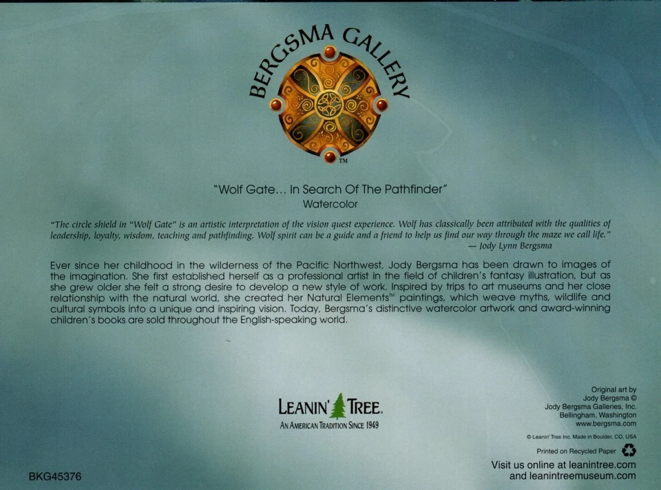 White Wolf Gate Spirit Wolves Jody Bergsma Leanin' Tree Blank Greeting Card - Image 3 of 4