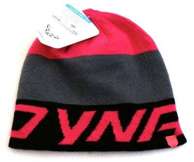 Dynafit  Pink & Gray Wool Blend Knit Radical Beanie Skull Cap Adult One Size NWT