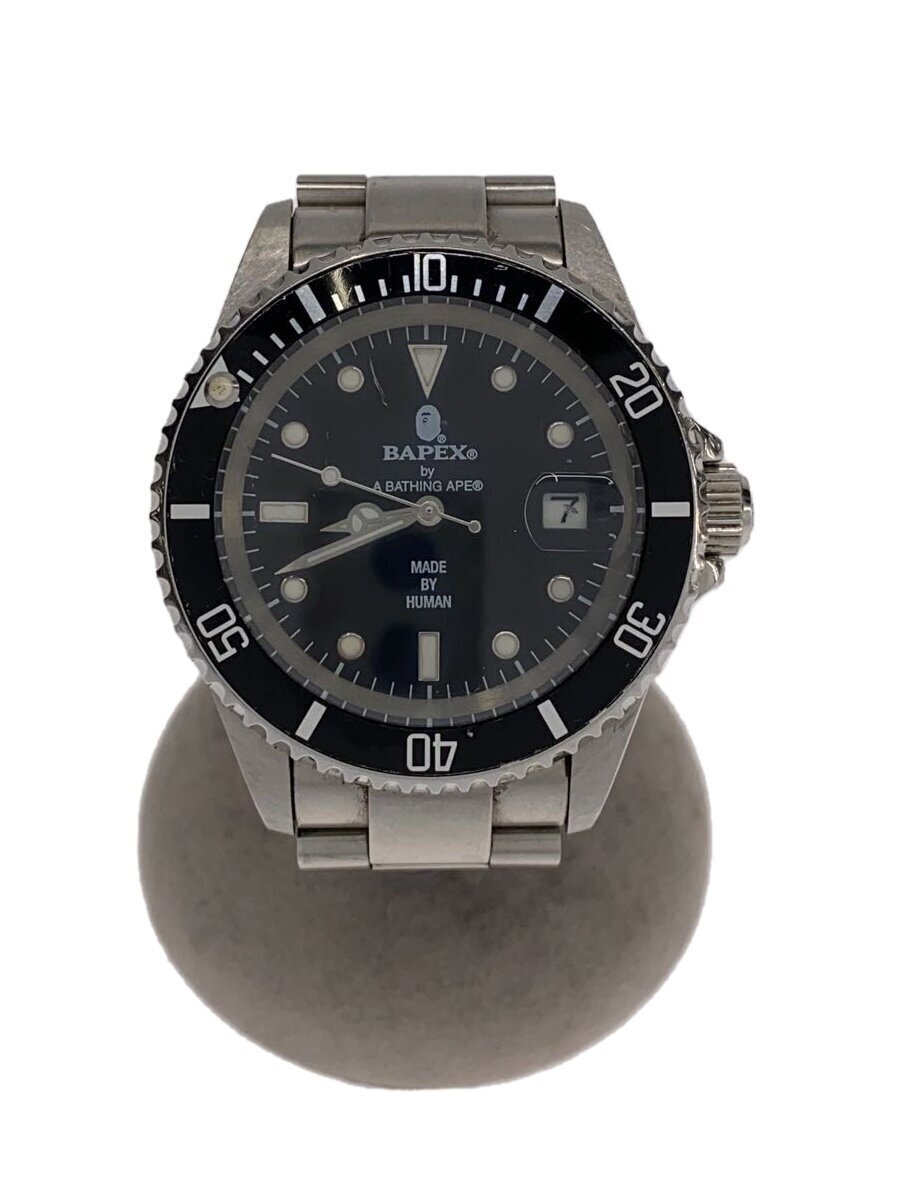 A BATHING APE BAPEX/Submariner type/Quartz watch/Analog/-/BLK/SLV 