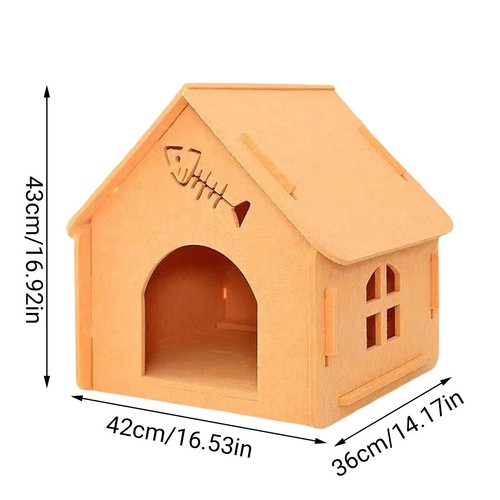 Cats Nest Scratch Resistant Semi Enclosed Felt Cat House Removable Comfortable - Picture 4 of 19