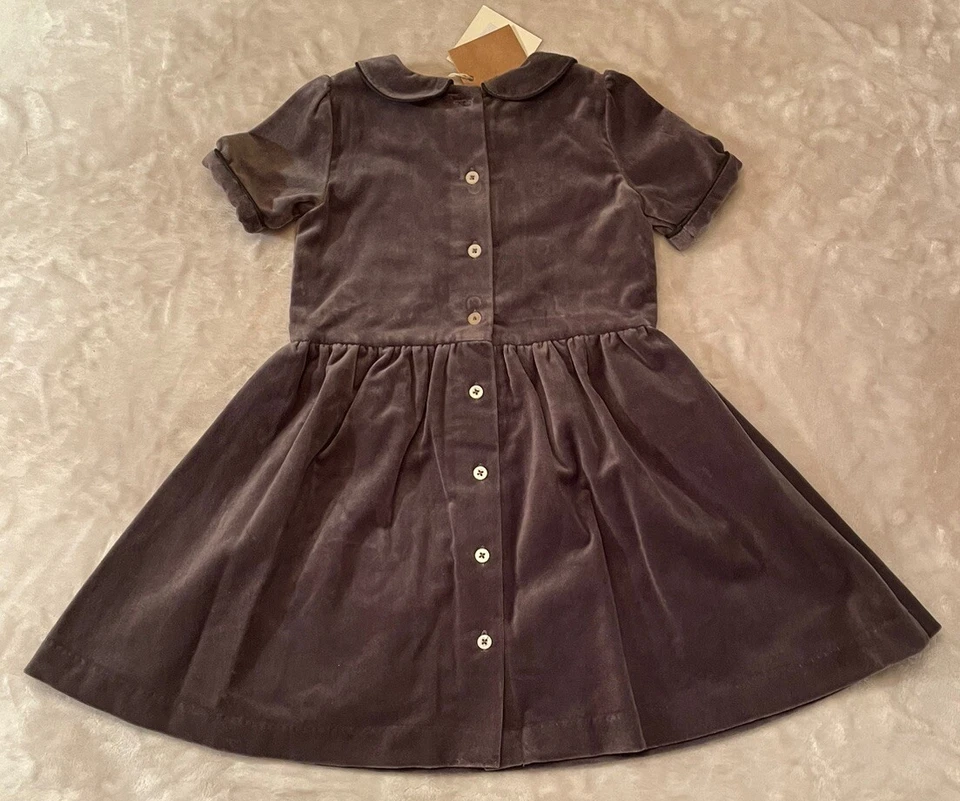 Оливковый сок серый бархат платье Питер Пэн воротник размер 4 года новый с Ярлыками - Изображение 2 из 4