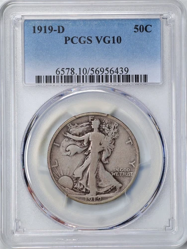 1919-D 50C Walking Liberty Half Dollar VG10 PCGS 56956439
