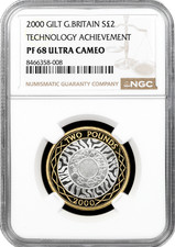 2000 £2 Silver & Gilt Technology Celtic Proof NGC PF68 Britain Two Pounds